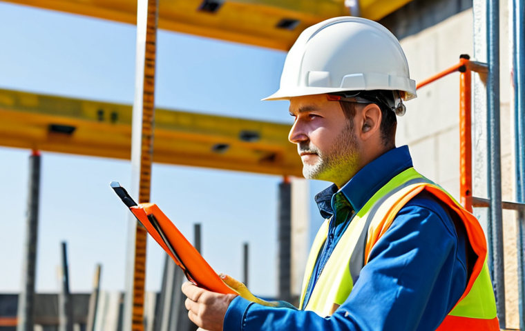 **

"A construction safety engineer, fully clothed in a high-visibility vest and hard hat, inspecting scaffolding on a construction site, appropriate content, daytime, bright sunlight, perfect anatomy, correct proportions, professional photography, safe for work, modest clothing, family-friendly."

**