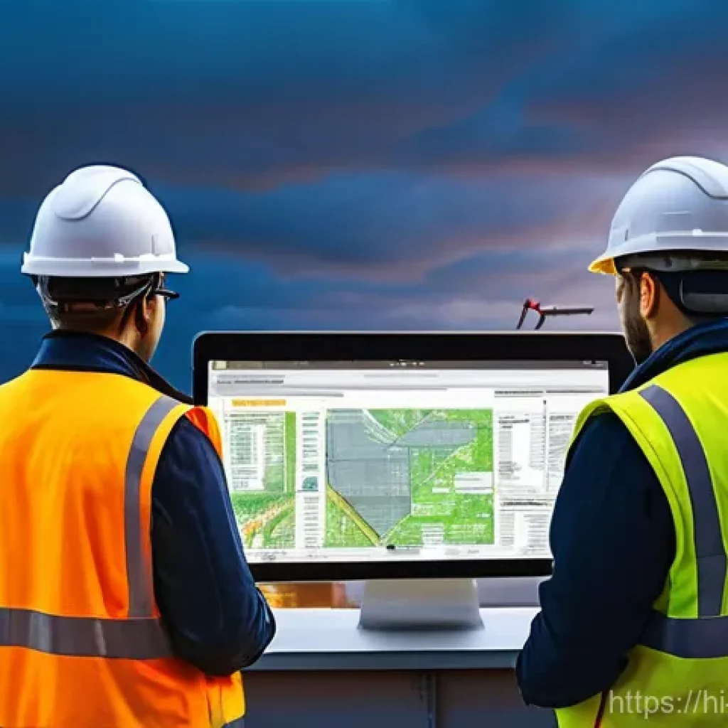 건설안전 실무자를 위한 세미나 정보 - **Prompt 1: AI-Powered Predictive Safety on a Modern Construction Site**
A highly detailed, real...