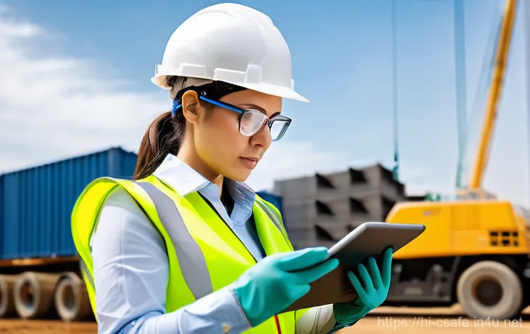 건설안전기사로 경력 전환 성공 사례 - **Prompt:** A highly detailed, realistic image of a female construction safety engineer, in her late...
