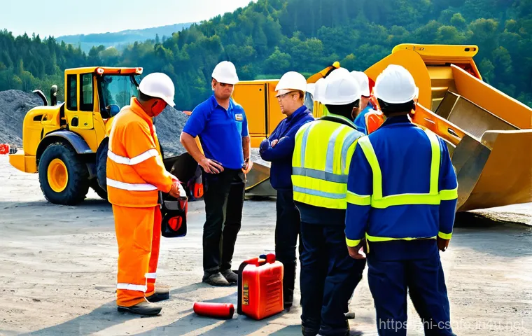 건설안전기사와 연관된 실무 자격증 - **Prompt:** A focused scene depicting a certified safety professional overseeing a confined space en...
