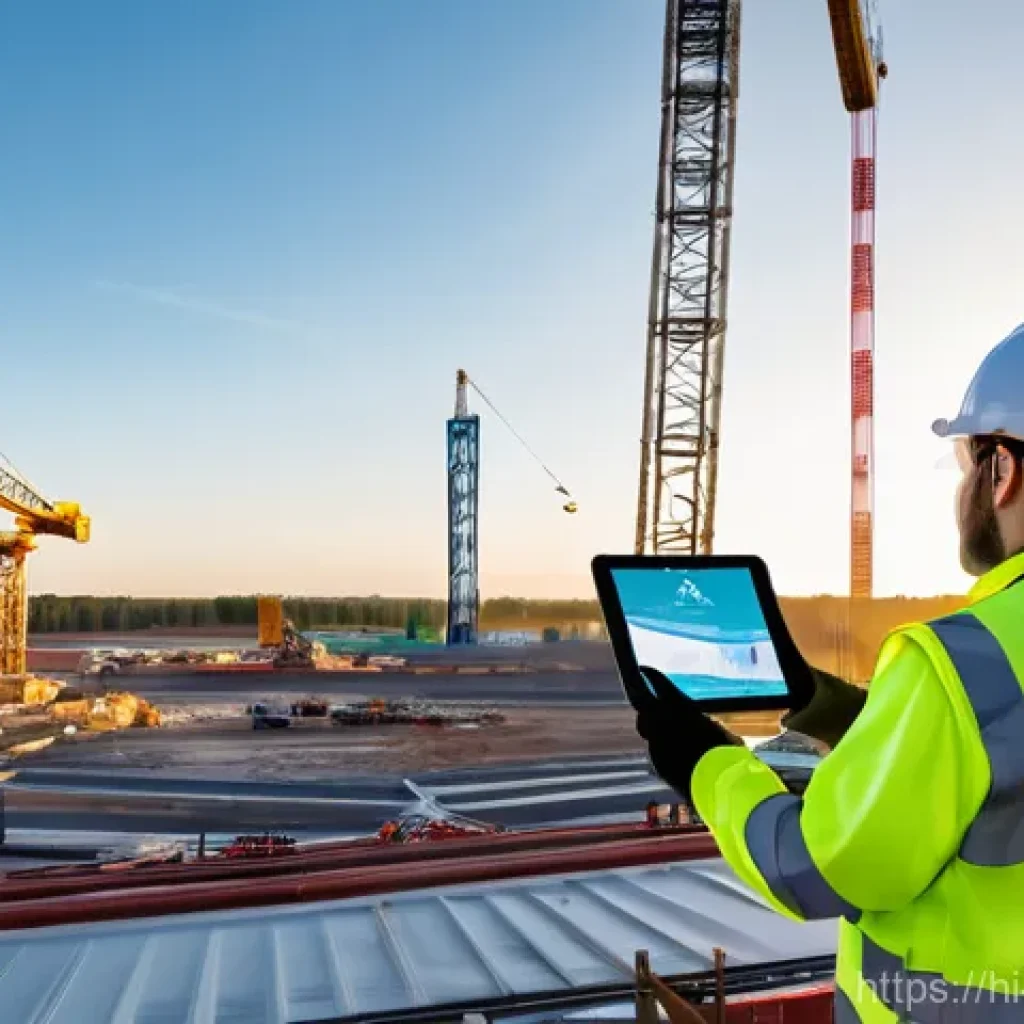 건설안전기사와 관련된 산업 이벤트 참석하기 - **Prompt 1: Futuristic Construction Site with Integrated Safety Tech**
A dynamic, wide-angle sho...