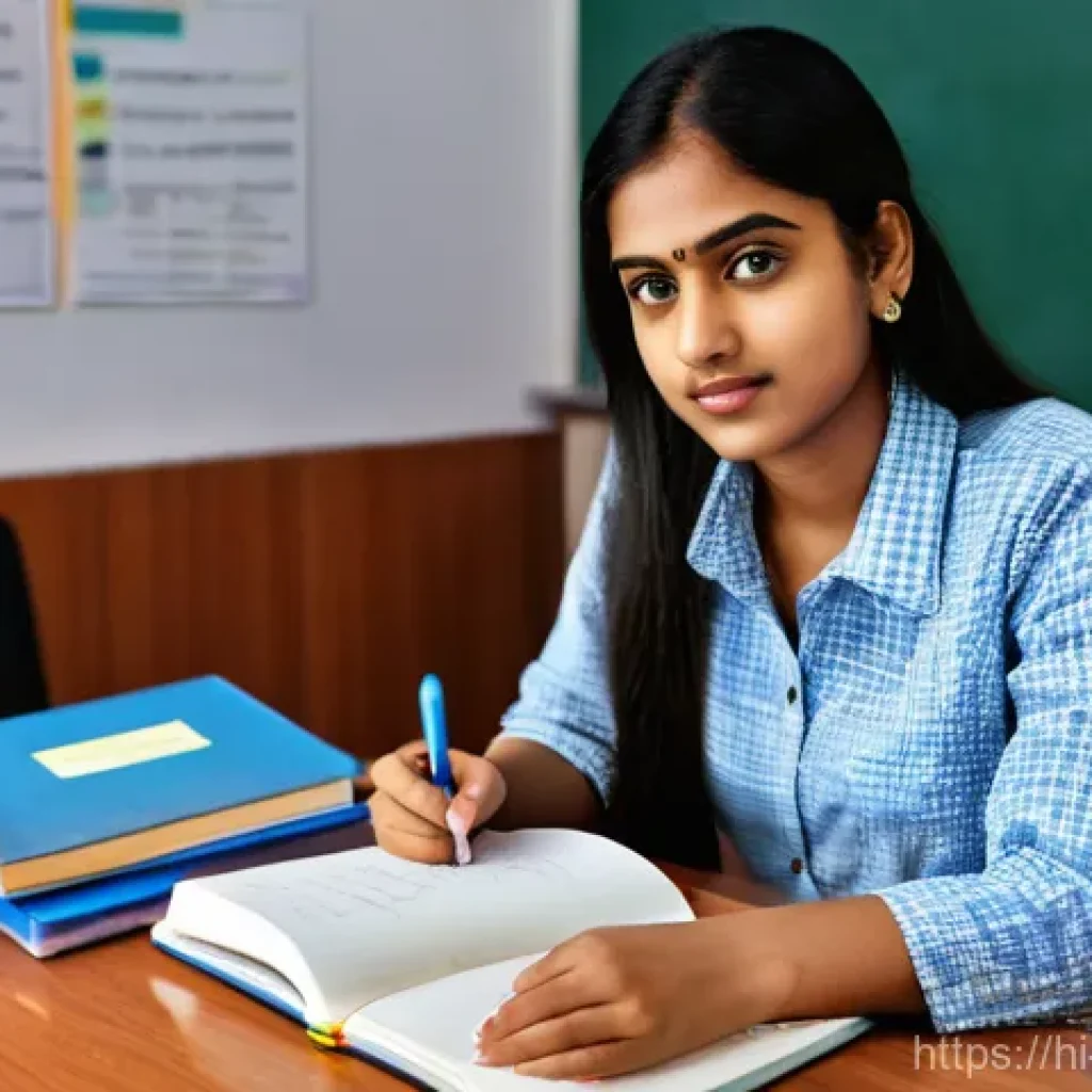 건설안전기사 필기시험에서 점수 높이는 요령 - **Prompt:** A young Indian woman, dressed in smart casual attire (e.g., a well-fitting top and jeans...