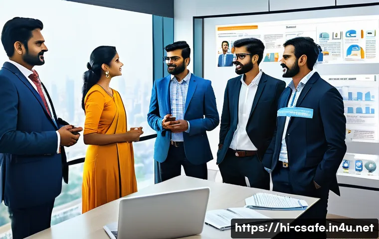 건설안전기사와 관련된 네트워크 만들기 - A professional networking scene featuring diverse Indian professionals in business attire engaging i...